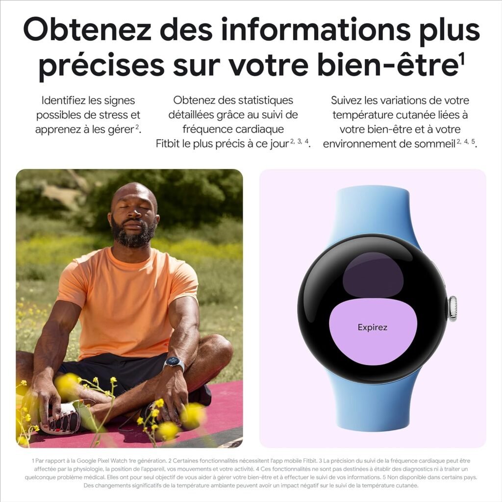 Google Pixel Watch 2 – Boîtier En Aluminium Noir Mat – Bracelet Sport Noir Volcanique – Wi Fi